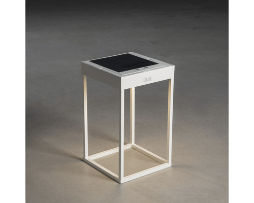 Quadratische weiße Solarleuchte mit integriertem Solarpanel