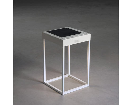 Solarleuchte in Tischform mit quadratischer Solarfläche.