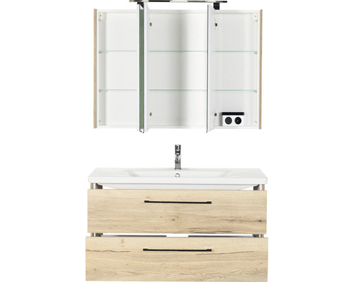 Badezimmermöbelset mit Waschbeckenunterschrank und Spiegelschrank