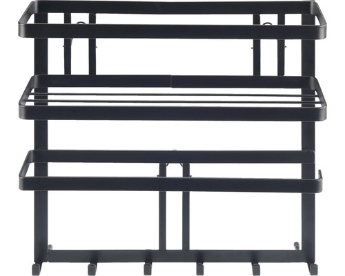 Metallregal mit drei Ebenen und Hakenleiste