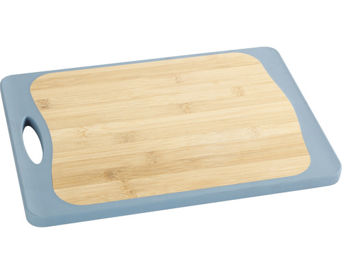 Schneidebrett Wenko Kombi L 39,5 x 28 cm weiß/blau/Bambus Bambus Schneidebrett mit Griff
