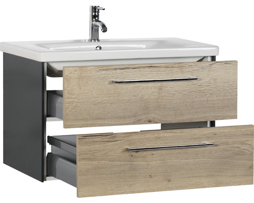 Waschtischunterschrank mit Waschbecken und zwei Schubladen