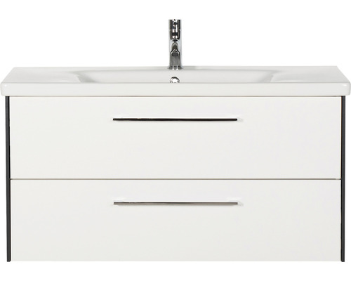 Waschtischunterschrank mit zwei Schubladen und Aufsatzwaschbecken