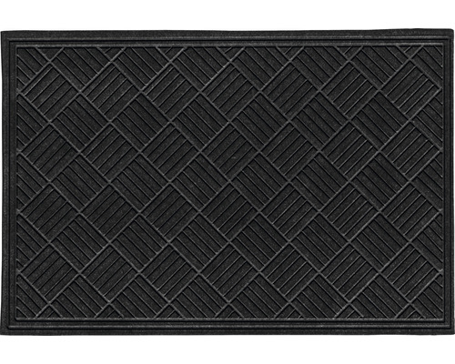 Design-Fußmatte Cubic, bestehend aus 2 Gitter-Rosten und schwarzer  Kunststoff-Matte