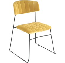 Gelber Polsterstuhl mit Metallgestell