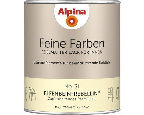 Alpina Feine Farben Lack Elfenbein-Rebellin zurückhaltendes pastellgelb 750 ml