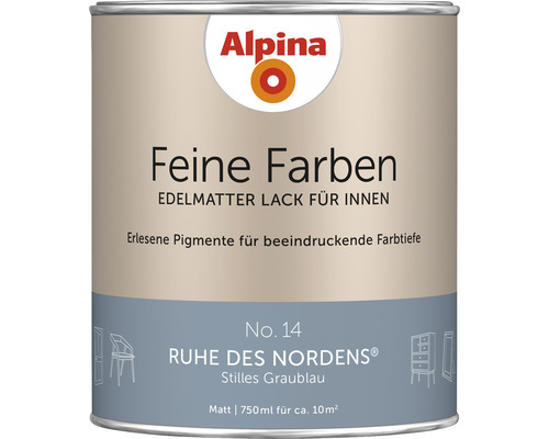 Alpina Feine Farben Lack Ruhe des Nordens stilles graublau 750 ml