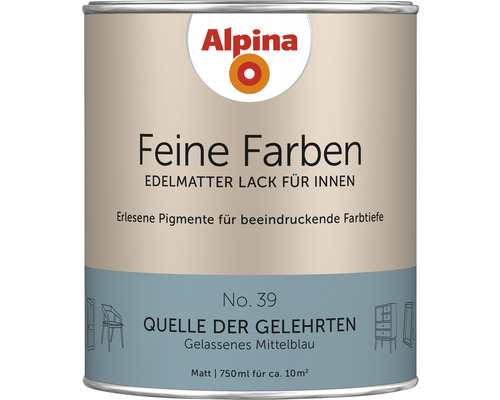 Alpina Feine Farben Lack Quelle der Gelehrten gelassenes mittelblau 750 ml