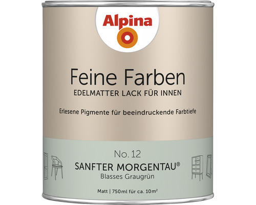Alpina Feine Farben Lack Sanfter Morgentau blasses graugrün 750 ml