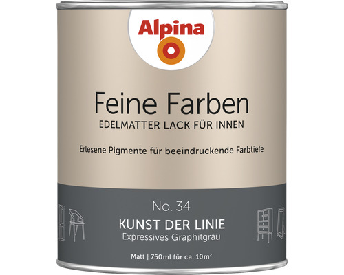 Alpina Feine Farben Lack Kunst der Linie expressives graphitgrau 750 ml