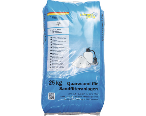 Sack Quarzsand für Sandfilteranlagen, 25 Kilogramm, Körnung 0,4 bis 0,8 Millimeter