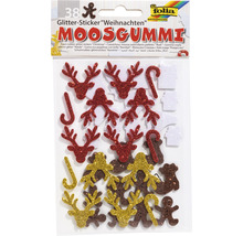 Glitzer Moosgummi Aufkleber Weihnachten mit Hirsch, Zuckerstange und Lebkuchenmann