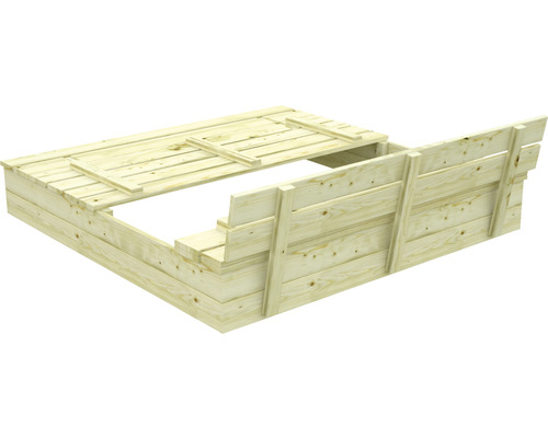 Palmako 137 x 137 cm Holz grün bestehend aus Sitzbank, Sandkasten Holzsandkasten mit Deckel