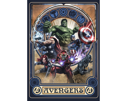 Fototapete Vlies IADX4-068 Into Adventure Avengers Ornament 4-tlg. 200 x 280 cm Avengers Illustration mit mehreren Superhelden
