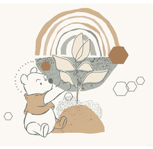 Illustration mit Winnie Puuh, Pflanze und Regenbogen