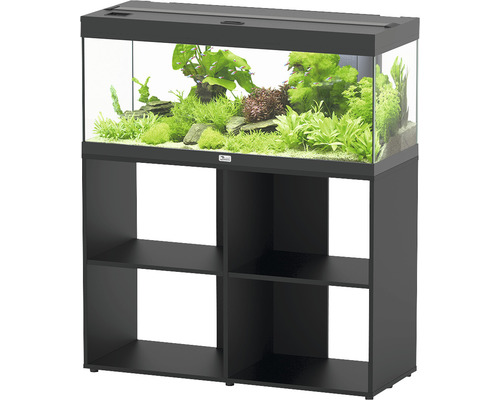 Aquariumkombination aquatlantis Prestige 100 Schrank offen schwarz Aquarium mit Unterschrank und Pflanzen