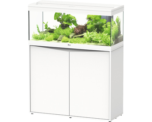 Aquariumkombination aquatlantis Prestige 100 Schrank geschlossen weiß Weißes Aquarium mit Unterschrank und Bepflanzung