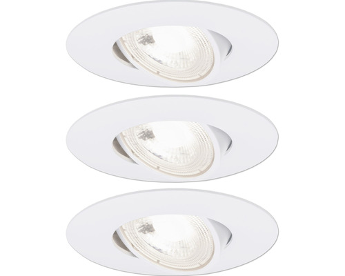 LED Einbauleuchten-Set 3x4,8W 3x580 lm 3000 K schwenkbar weiß/matt Ø 8,2/7,5 cm 230V Drei runde, weiße Deckeneinbaustrahler mit Leuchtmittel