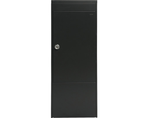 Schwarzer Briefkasten mit Schloss