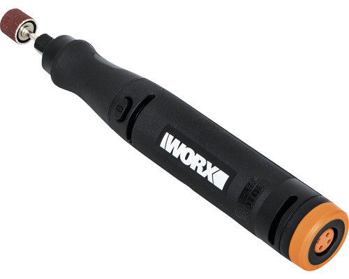 Worx Logo auf einem Akku-Multifunktionswerkzeug mit Schleifwerkzeug