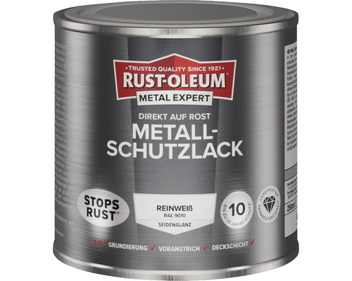 RUST OLEUM METAL EXPERT Metallschutzlack Seidenmatt RAL9010 reinweiß 250 ml