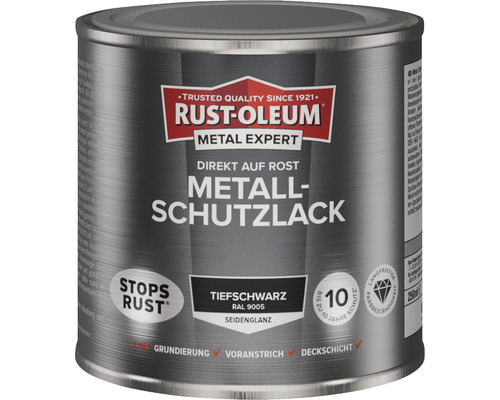 RUST OLEUM METAL EXPERT Metallschutzlack Seidenmatt RAL9005 tiefschwarz 250 ml