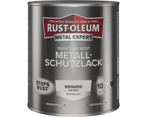 RUST OLEUM METAL EXPERT Metallschutzlack Seidenmatt RAL9010 reinweiß 750 ml