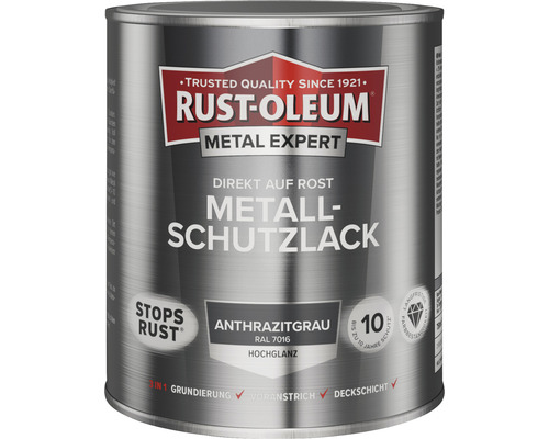 RUST OLEUM METAL EXPERT Metallschutzlack Hochglänzend RAL9006 weißaluminium 750 ml