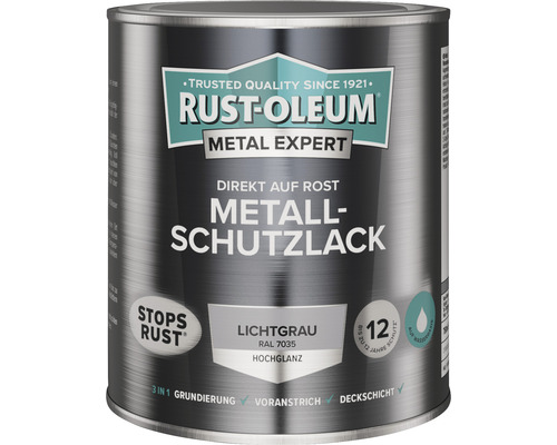 RUST OLEUM METAL EXPERT Metallschutzlack Hochglänzend Wasserbasiert RAL9005 schwarz 750 ml