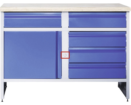 700 bei A kaufen x Werkbank grau/blau Tür 1 mm HORNBACH x Schubladen 880 4.0 Industrial 1180 9