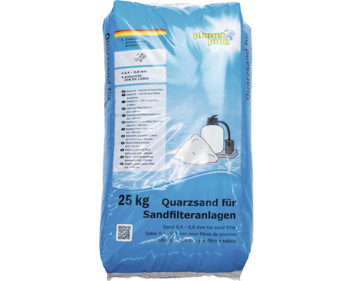 Sack mit Quarzsand für Sandfilteranlagen, Körnung 0,4 bis 0,8 Millimeter, 25 Kilogramm