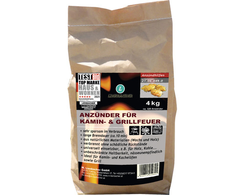 Anzünder für Kamin- und Grillfeuer Lienbacher 4kg ca. 320 St Lienbacher Kamin und Grillanzünder 4 kg Packung