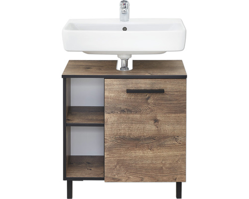 Waschbeckenunterschrank mit offenem Regal und einer Tür