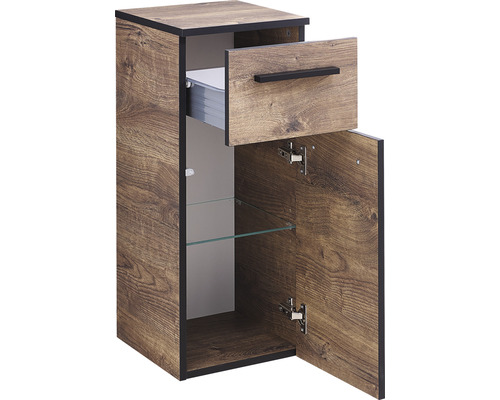 Waschtischunterschrank mit Schublade, Tür und Glasboden