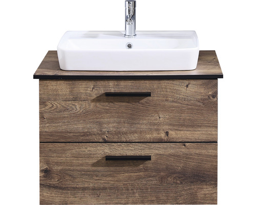 Waschtischunterschrank mit zwei Schubladen und Aufsatzwaschbecken