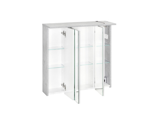 Offener Spiegelschrank mit Glasböden für das Badezimmer