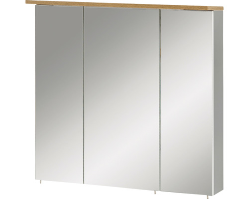 Spiegelschrank Möbelpartner Profil 70,5 x 16 x 72,3 cm platin eiche 3-türig Spiegelschrank mit drei Türen und Holzplatte