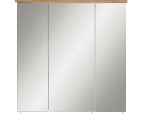 Spiegelschrank mit drei Spiegeltüren und Holzdekor