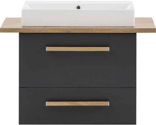 Waschtischunterschrank mit zwei Schubladen und Aufsatzwaschbecken