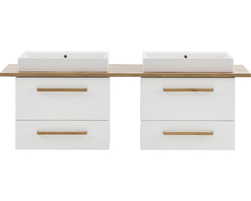Doppelwaschtisch mit Unterschrank und zwei Waschbecken