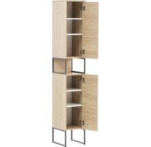 Offener Hochschrank mit Einlegeböden und Metallgestell