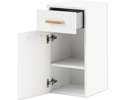 Weißer Waschtischunterschrank mit Schublade und Regalböden