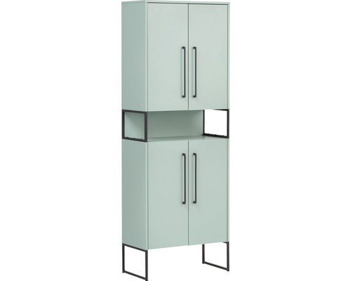 Hochschrank Möbelpartner Limone BxHxT 65,2 x 183,4 cm x 33,1 cm Frontfarbe mintgrün Hoher Schrank mit zwei Türen oben, offenem Fach in der Mitte und zwei Türen unten