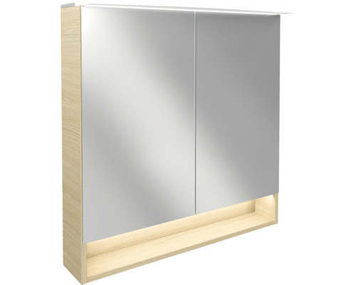 Spiegelschrank FACKELMANN 80 x 23.1 x 80.9 cm eiche hell sand 2-türig LED