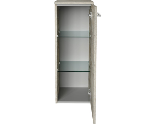 Geöffneter Spiegelschrank mit zwei Glasablagen