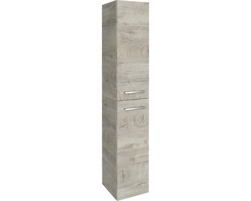 Hochschrank FACKELMANN B.Style links 30x162x31,6 cm Natur Oak/Natur Oa Hochschrank mit zwei Schubladen im Holzdesign für das Badezimmer