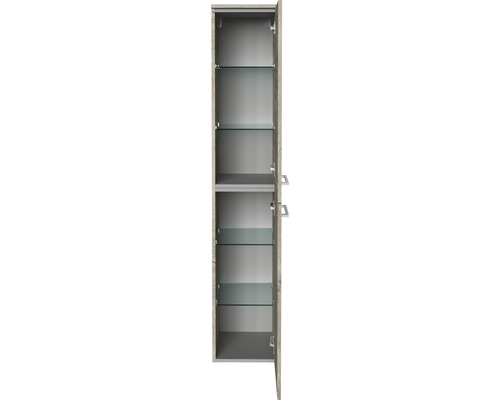 Hochschrank FACKELMANN B.Style rechts Natur Oak 2 Türen Offener Badezimmerschrank mit Glasböden