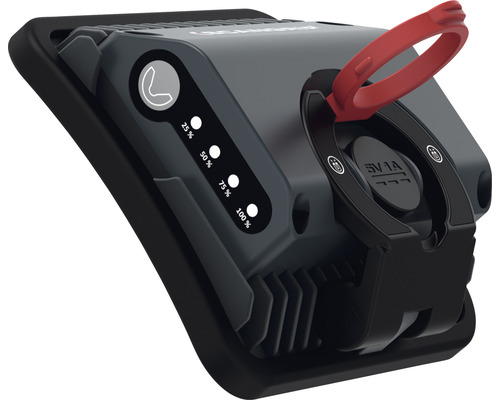 Detailansicht einer Lampe mit Ladezustandsanzeige und 5V 1A Anschluss