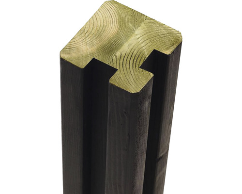 Profilpfosten PLUS verleimt Ecke 2 Nuten 9 x 9 x 268 cm RAL 9005 schwarz Holzpfosten mit Nut und Feder