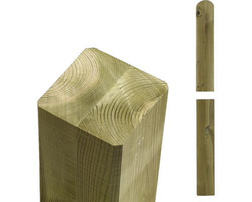Pfosten PLUS verleimt, Kopf rund 9 x 9 x 98 cm kesseldruckimprägniert Holzpfosten für den Außenbereich